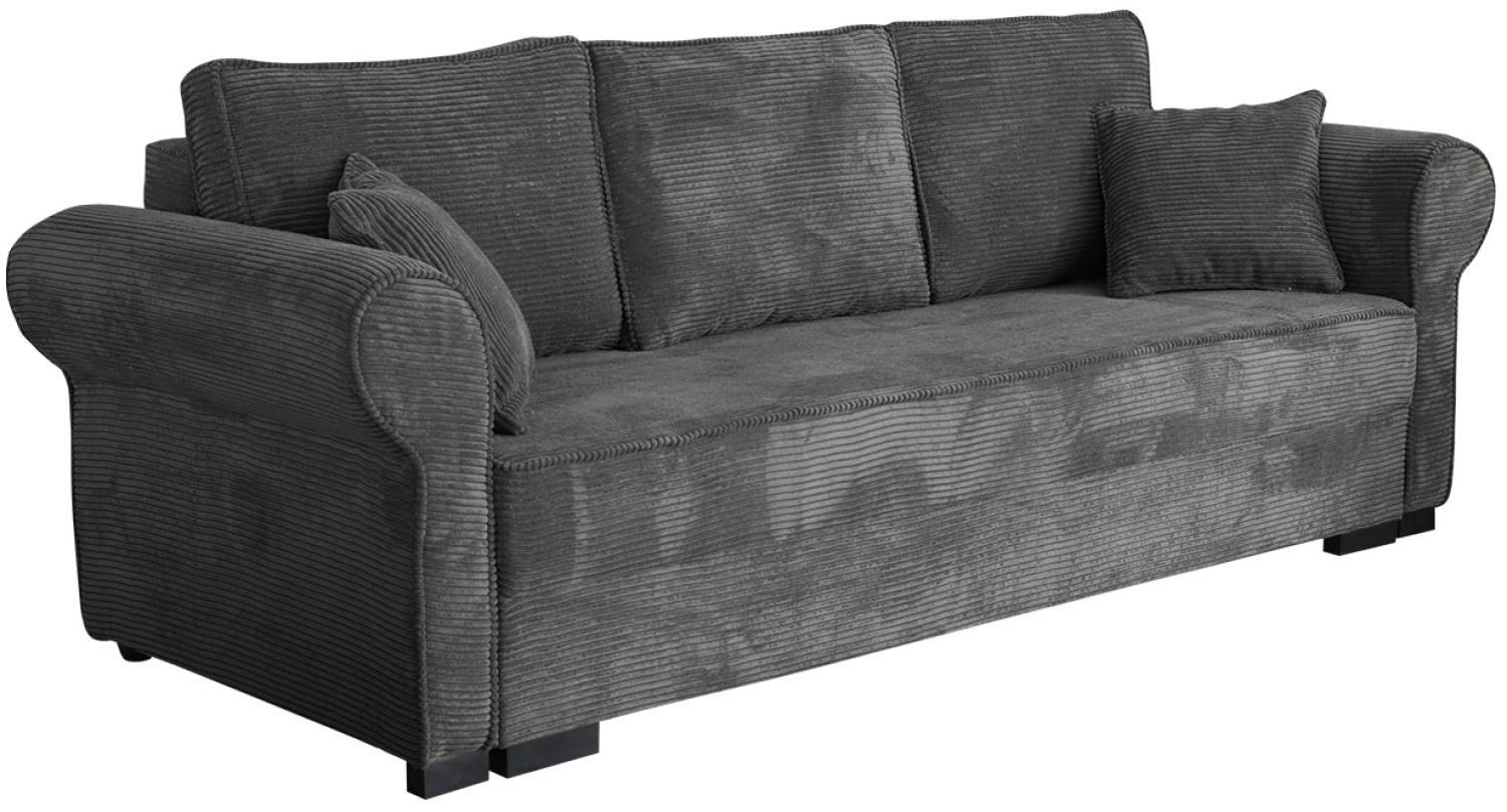 Mirjan24 'Olimpia' Schlafsofa mit Bettkasten, Cord, 92 x 92 x 234 cm, Dunkelgrau Bild 1