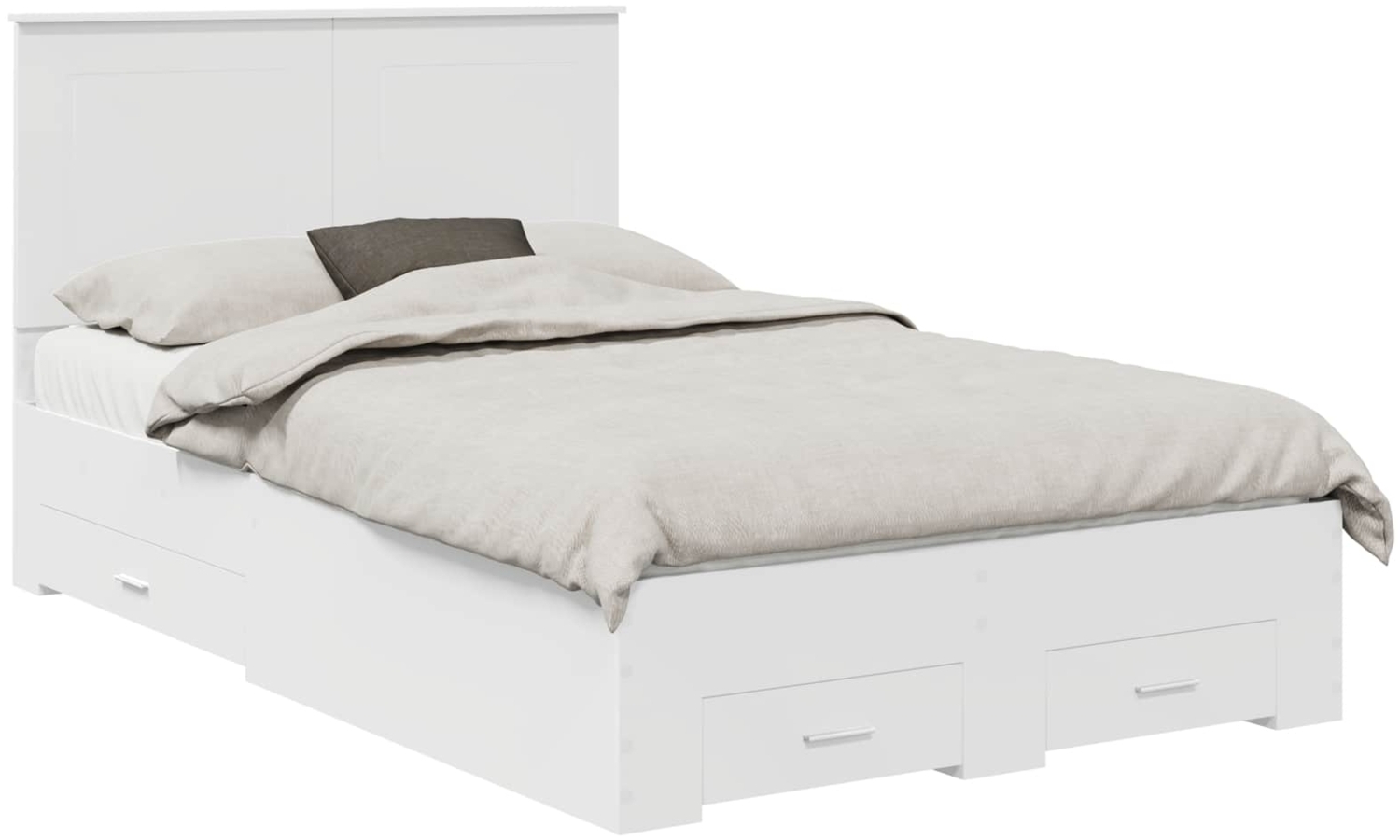 vidaXL Bettrahmen mit Kopfteil Weiß 135x190 cm Holzwerkstoff 3409658 Bild 1