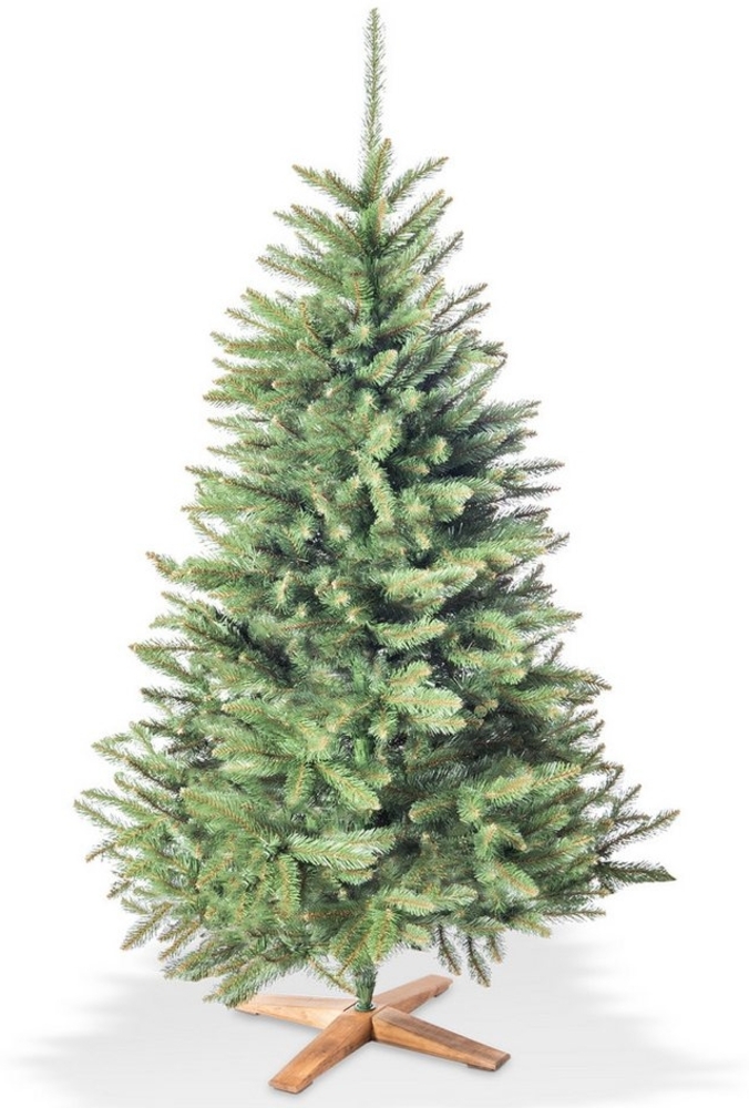 Onbest Künstlicher Weihnachtsbaum massiver Holzständer 180 oder 220 cm Grün, Tannenbaum, PREMIUM - PE - Schwer Entflammbar - Europa Bild 1