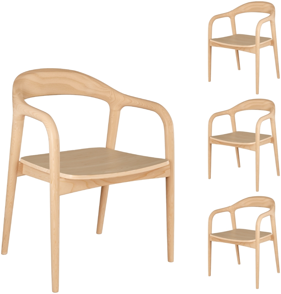 skølm 'Sól' Armlehnstuhl 4er-Set, Massivholz lackiert, natur, bis 125 kg belastbar, vormontiert Bild 1