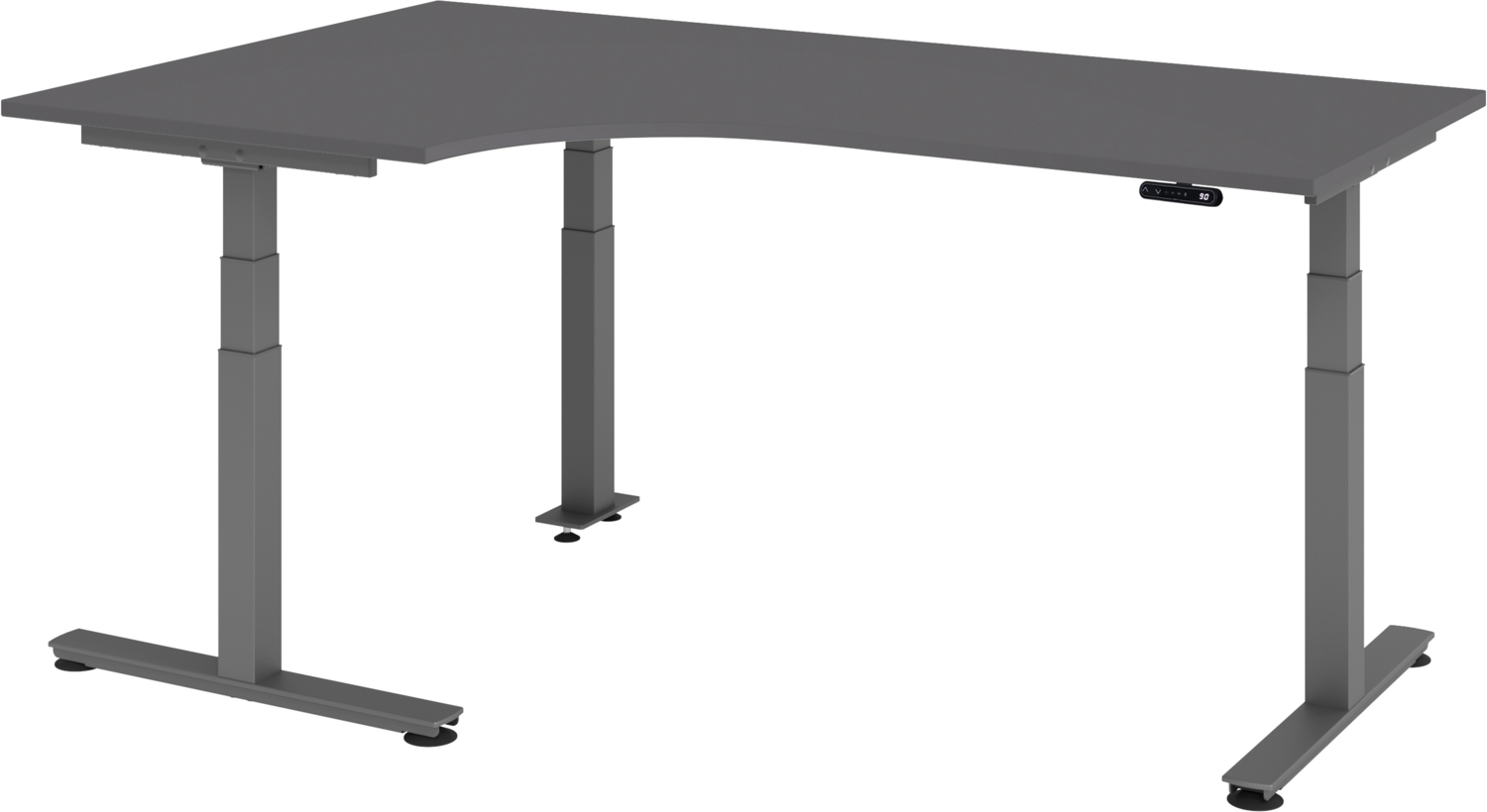 bümö elektrisch höhenverstellbarer Eckschreibtisch graphit 200x120 cm, Gestell graphit - Eckschreibtisch höhenverstellbar mit Memory-Steuerung, elektrischer l Schreibtisch L Form Ecktisch, XDSM-82-G-G Bild 1