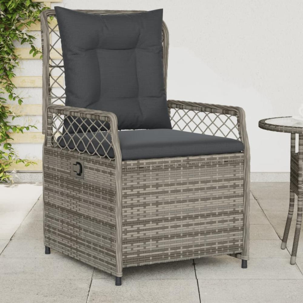 vidaXL Gartensessel 2 Stk. Verstellbar Grau Poly Rattan 368663 Bild 1