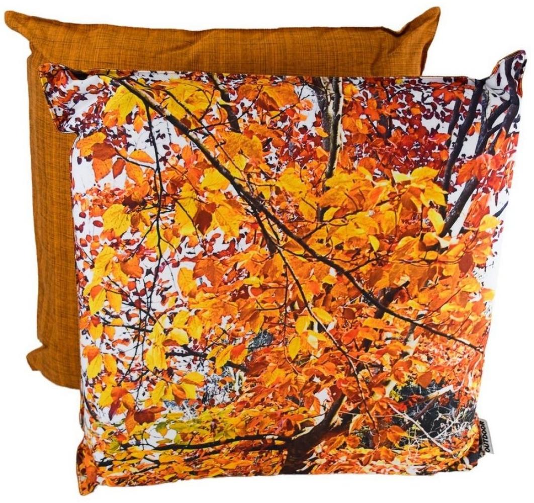 Outdoor Kissen Herbst 45x45x12cm wetterbeständig mit herbstlichen Motiven Blätter-klein Bild 1