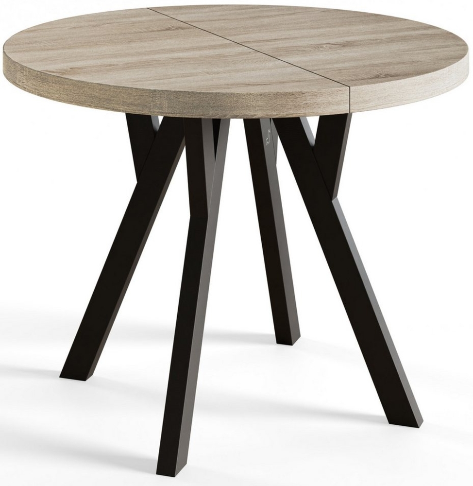 Alpi-Möbel Esstisch Wohnzimmertisch - Ausziehbarer runder Tisch 80-120 cm - Sonoma Eiche, Ausziehbar, 2 x Einsatz 50 cm Bild 1