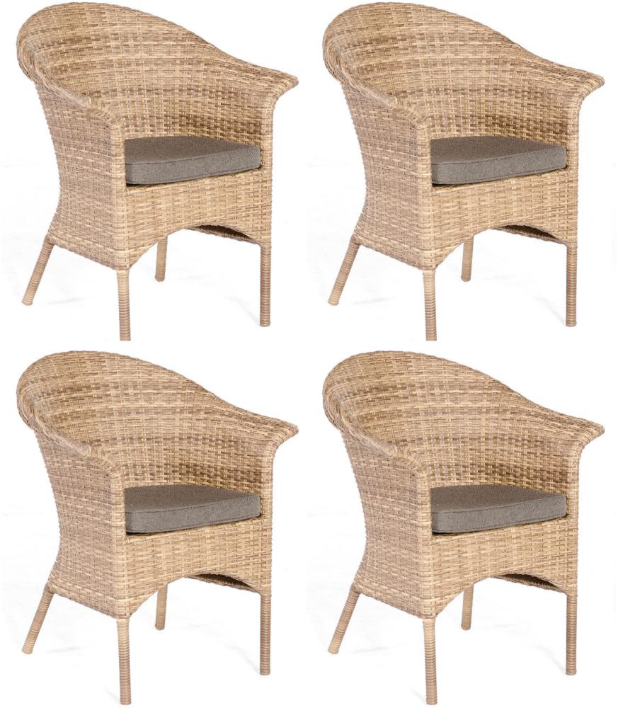 Sonnenpartner 4er-Set Garten-Sessel Cayman Aluminium mit Polyrattan natura-antik Gartenstuhl Bild 1
