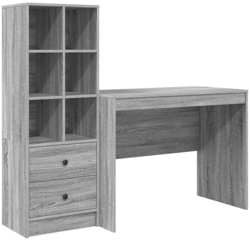 vidaXL Schreibtisch mit Stauraum 2 pcs Grau Sonoma Holzwerkstoff 3337374 Bild 1