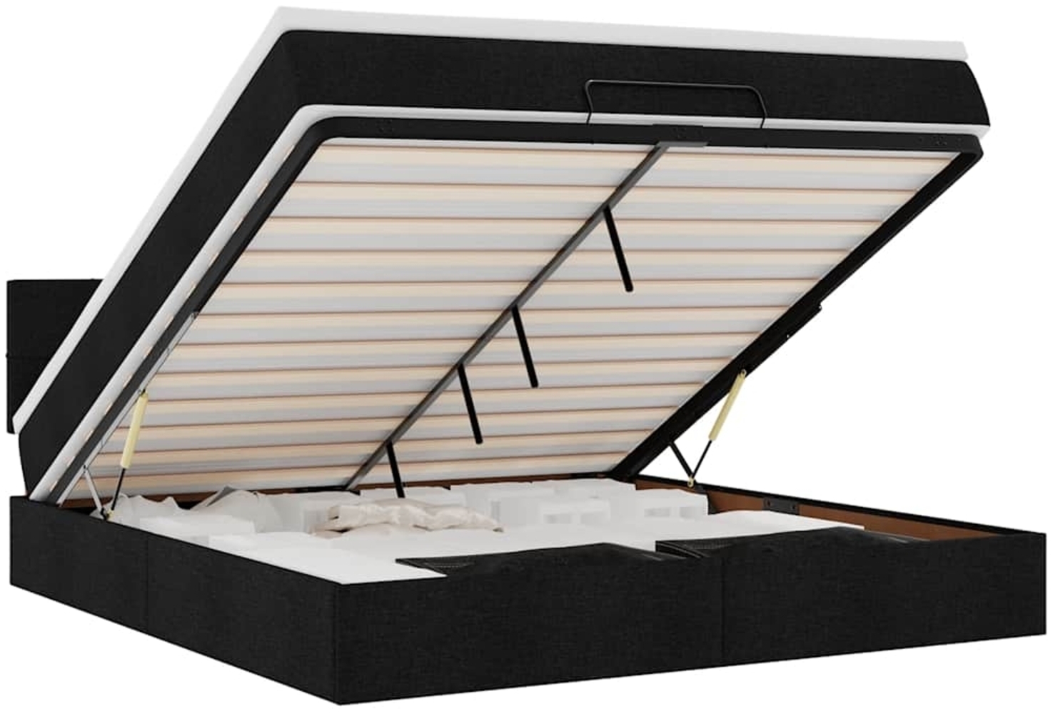 vidaXL Ottoman-Bett mit Matratze & LEDs Schwarz 160x200 cm Stoff 3312321 Bild 1