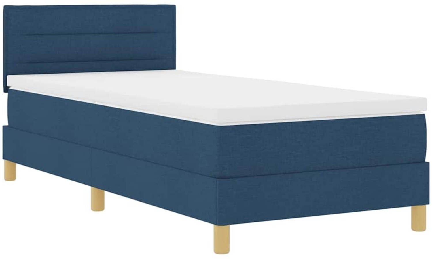 vidaXL Boxspringbett mit Matratze mit Kopfteil Blau 100 x 200 cm Stoff 3338824 Bild 1
