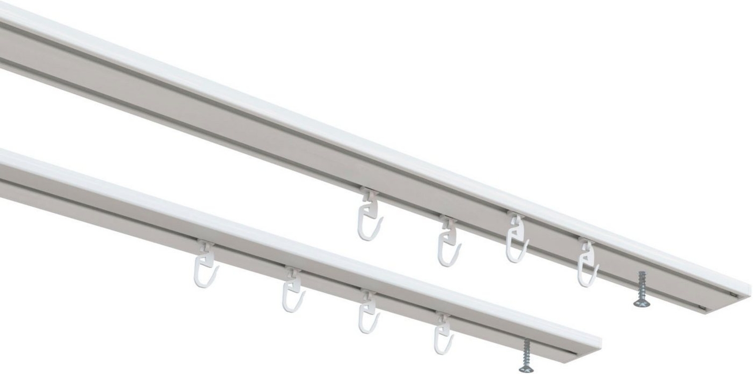 indeko Vorhangschiene Wendeschiene, 2-läufig, Aluminium, Innenlaufschiene 1- bis 4-läufig, Wunschmaßlänge Bild 1