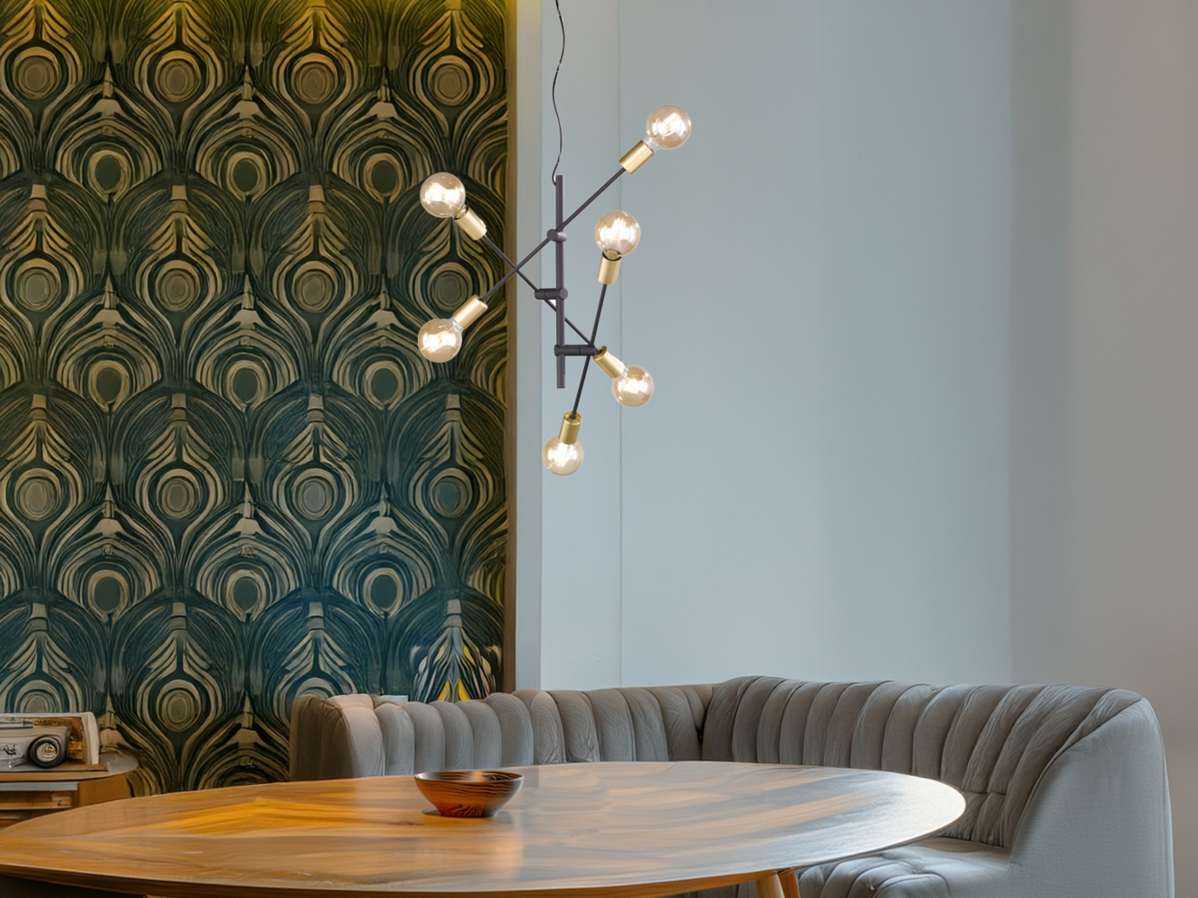 Pendelleuchte CROSS mit schwenkbaren Armen, Schwarz & Bronze, Ø 54cm Bild 1