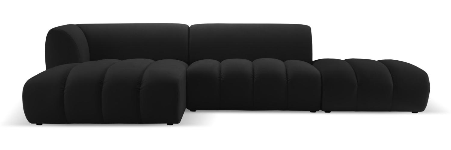 Micadoni Modulares Ecksofa offen Harry 5-Sitzer Links Samtstoff Schwarz Bild 1