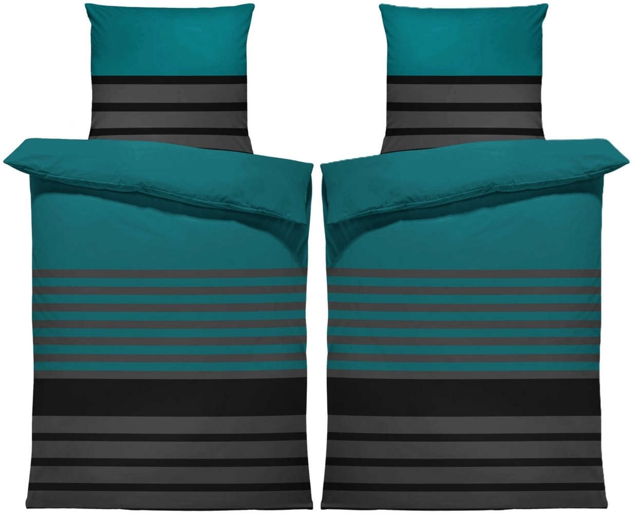 One Home Bettwäsche Winter Viga, Flanell, 4 teilig, modern gestreift, kuschelig flauschig warme weiche Baumwolle Biber Bild 1