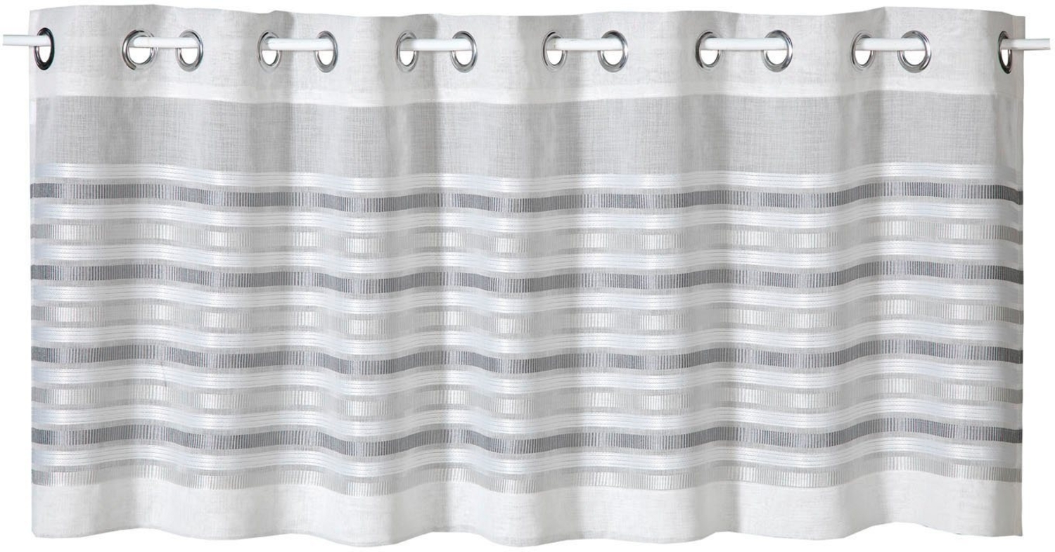 Gerster Scheibengardine Heiko, Ösen (1 St), halbtransparent, HxB: 50x150, mit modernem Streifen Design Bild 1
