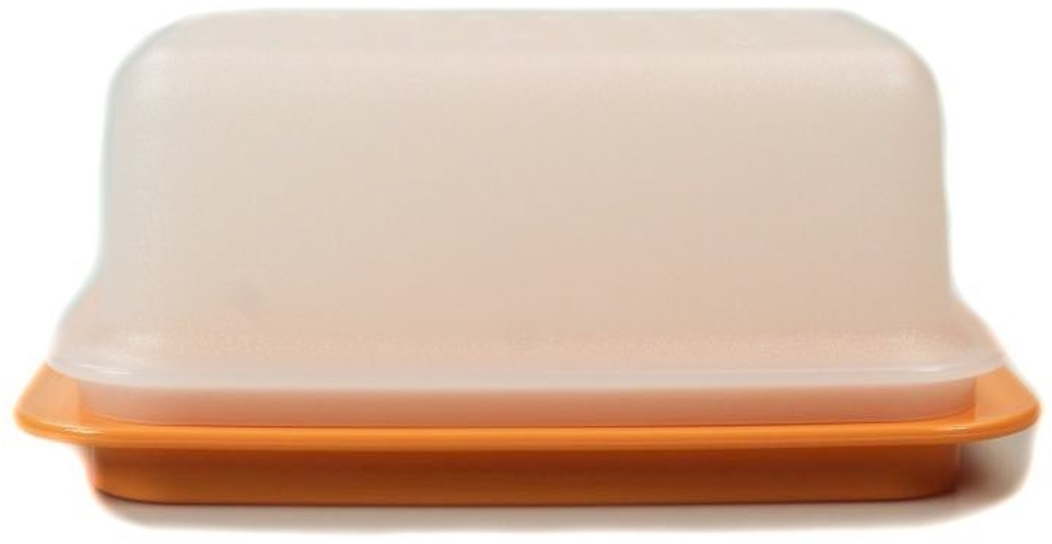 TUPPERWARE Butterdose Butterdose Butterschatz weiß orange Kühlschrank Bild 1