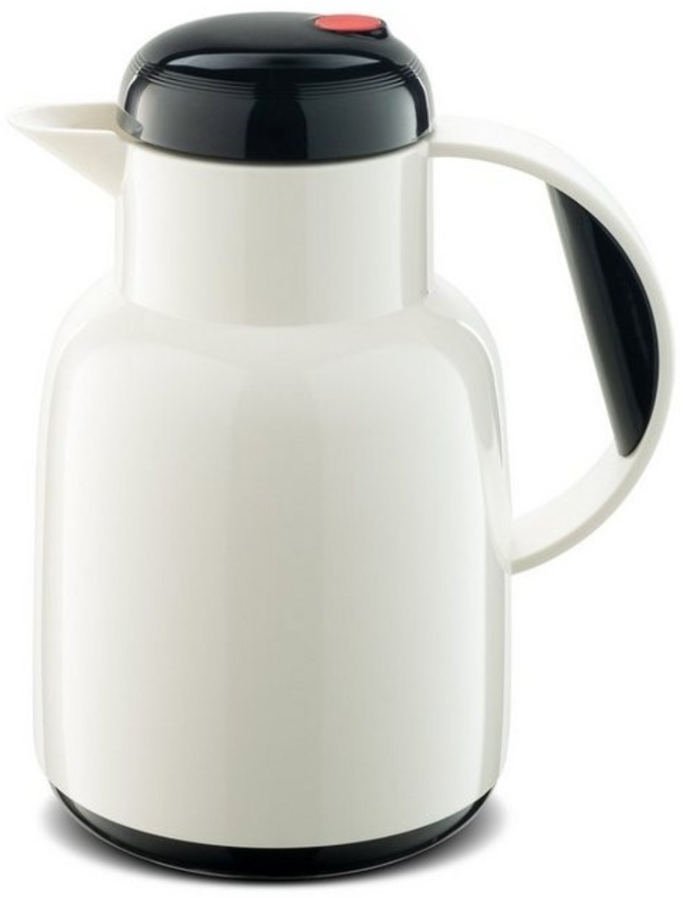 ROTPUNKT Isolierkanne 1,0 ltr. hochwertig I Glaseinsatz I BPA Frei I 24 Std warm 36 std kalt, 1 l, (Kaffekanne I Teekanne, 970 white/onyx), Glaskolben aus doppelwandigem Rosalin-Glas Bild 1