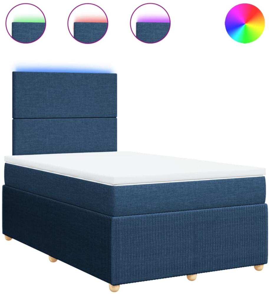 vidaXL Boxspringbett mit Matratze Blau 120x200 cm Stoff 3294322 Bild 1
