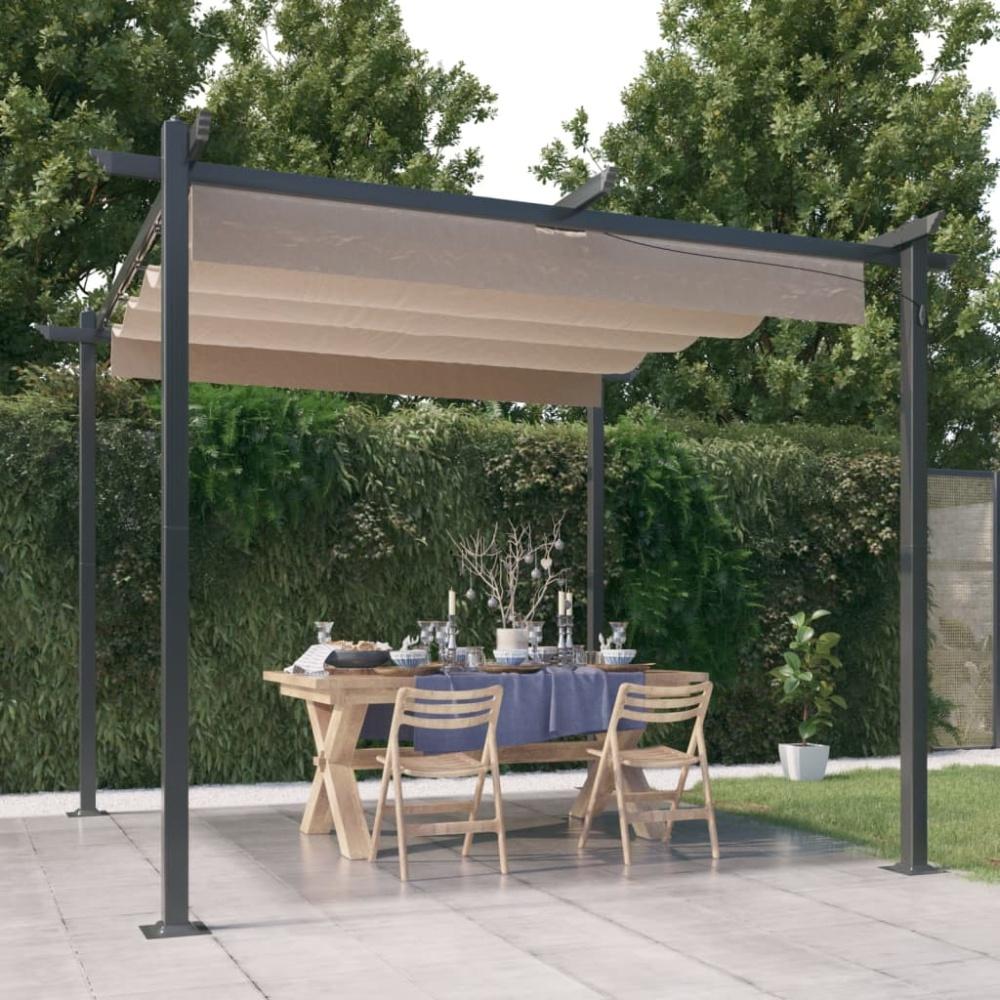 vidaXL Pavillon mit Ausziehbarem Dach 3x3 m Taupe 318536 Bild 1