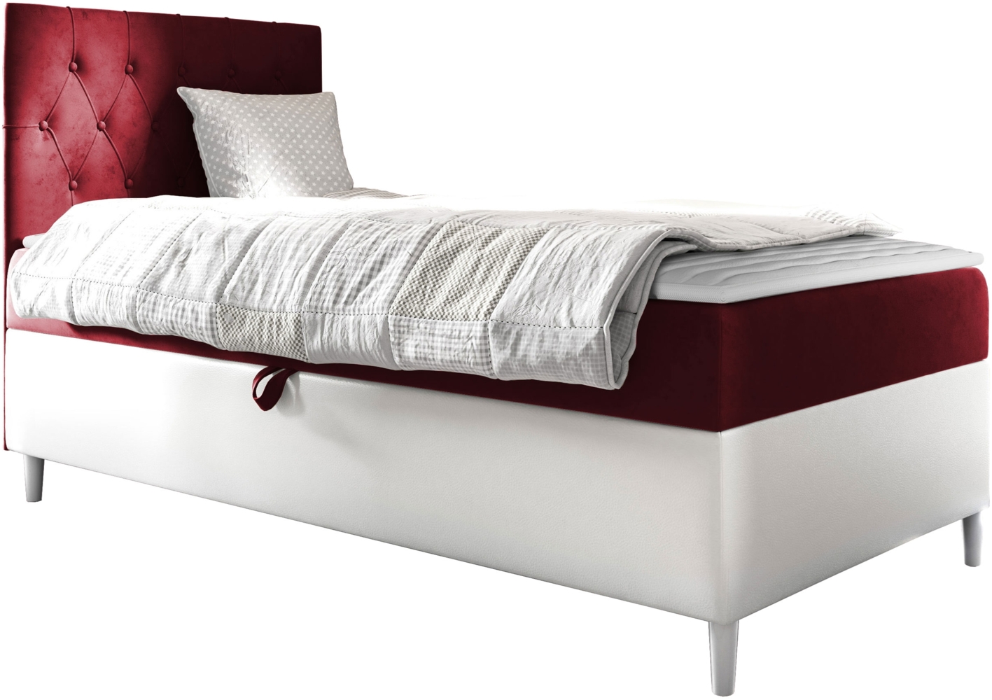 Boxspringbett 'Lenda Junior 1', rot, 100 x 200 cm, Links Bild 1