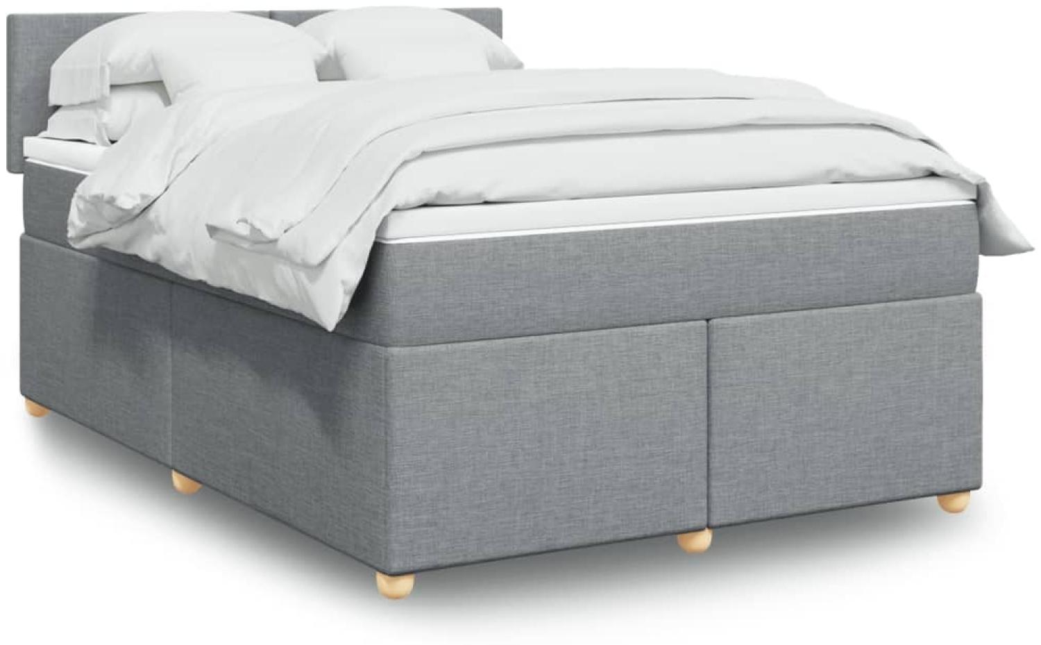 vidaXL Boxspringbett mit Matratze Hellgrau 160x200 cm Stoff 3289024 Bild 1