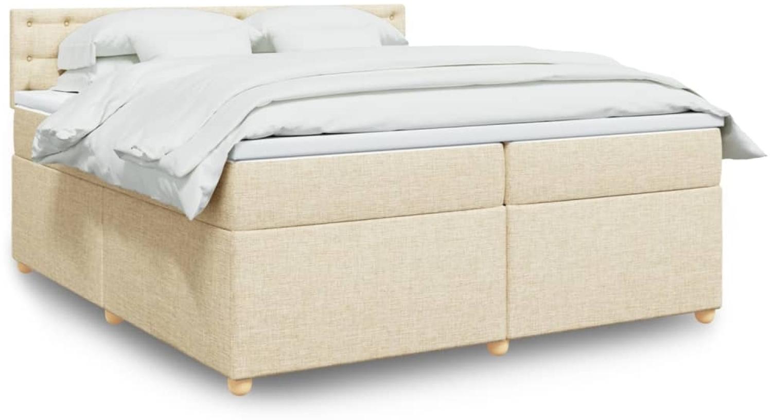 vidaXL Boxspringbett mit Matratze Creme 200x200 cm Stoff 3286806 Bild 1