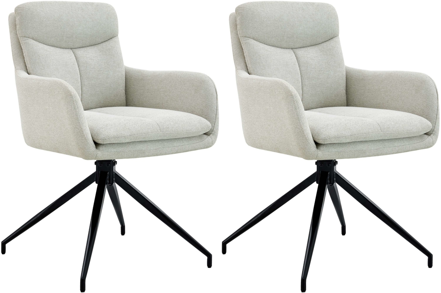CLP 2er Set Esszimmerstühle Somers Stoff 180° Schwenkfunktion mit Rückenlehne,creme Bild 1