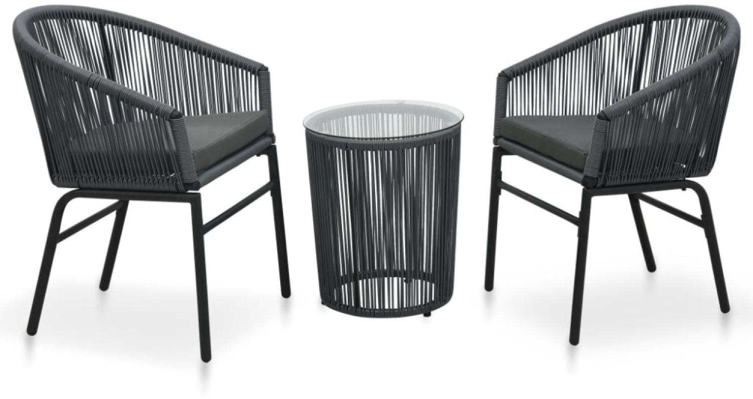 3-tlg. Bistro-Set mit Kissen PE-Rattan Anthrazit Bild 1