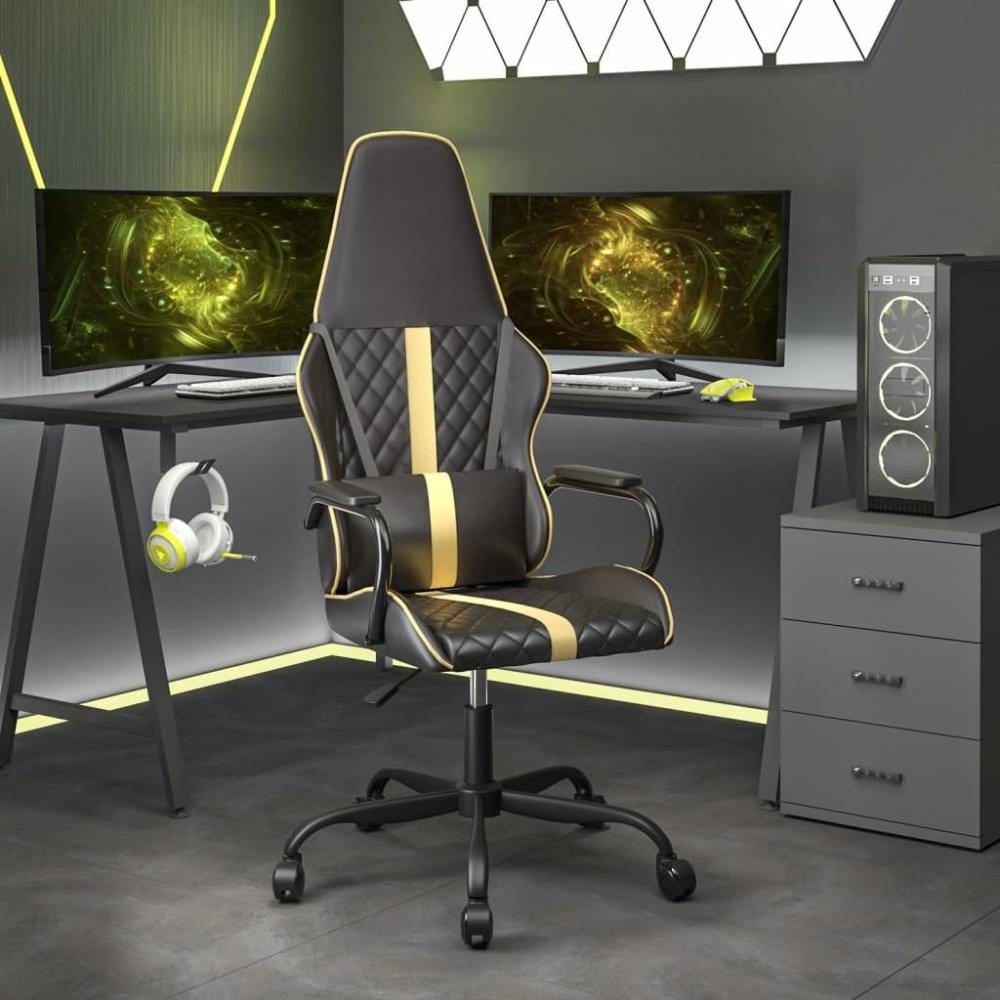 vidaXL Gaming-Stuhl Schwarz und Golden Kunstleder 3143789 Bild 1