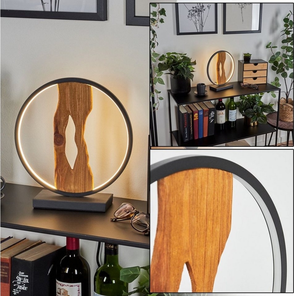 hofstein Tischleuchte »Azeglio« Retro/Vintage Tischlampe aus Metall/Holz in Schwarz/Natur, 3000 Kelvin, Nachttischlampe, Retro/Vintage-Design, An-/Ausschalter, 850 Lumen Bild 1