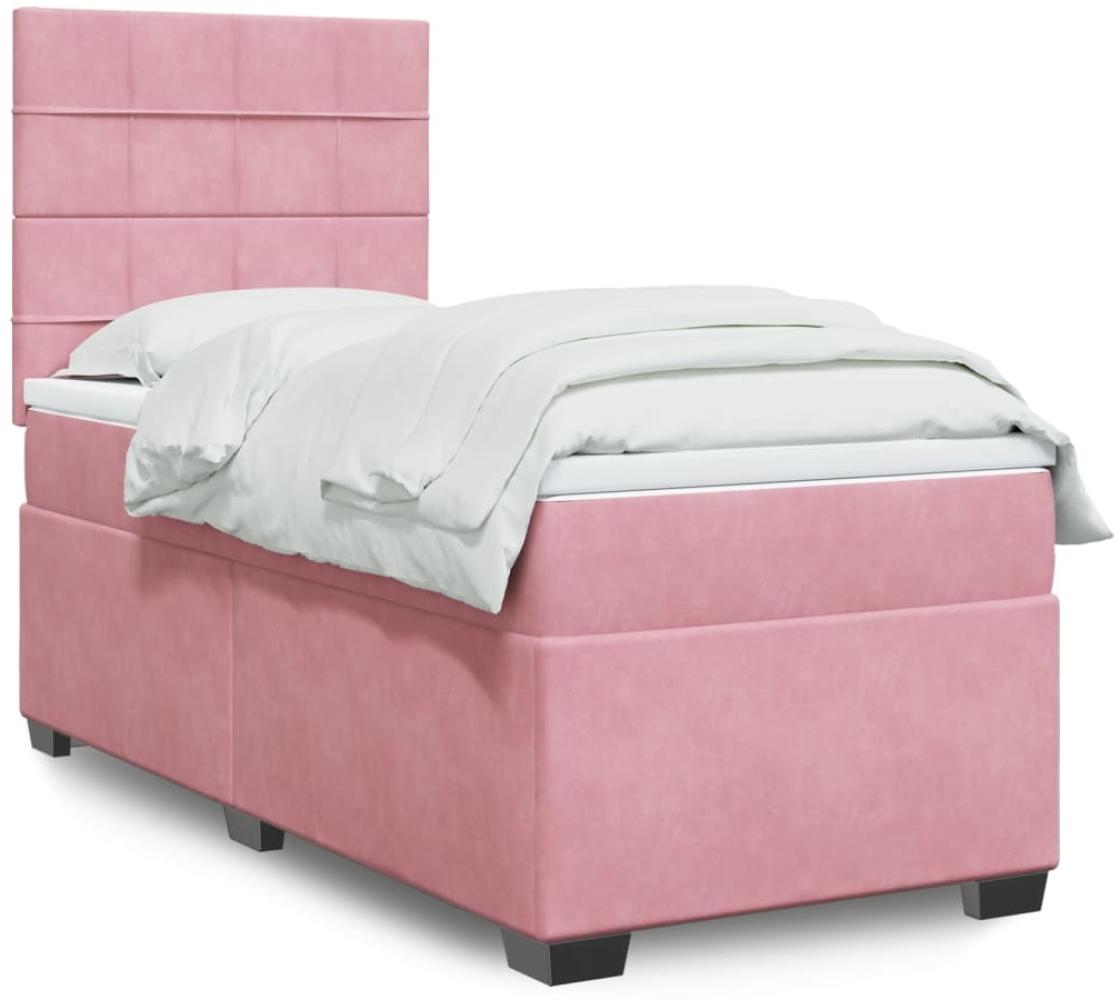 vidaXL Boxspringbett mit Matratze Rosa 80x200 cm Samt 3293067 Bild 1