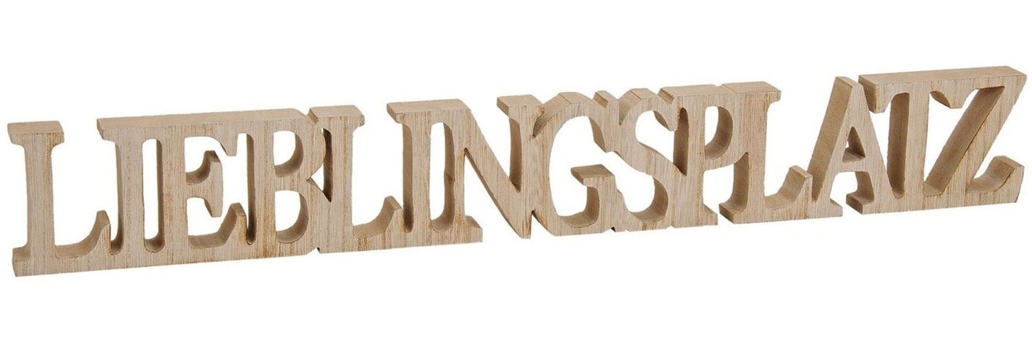 Levandeo® Deko-Schriftzug, Buchstaben Lieblingsplatz 60x8x2,5cm Holz Natur Braun Bild 1