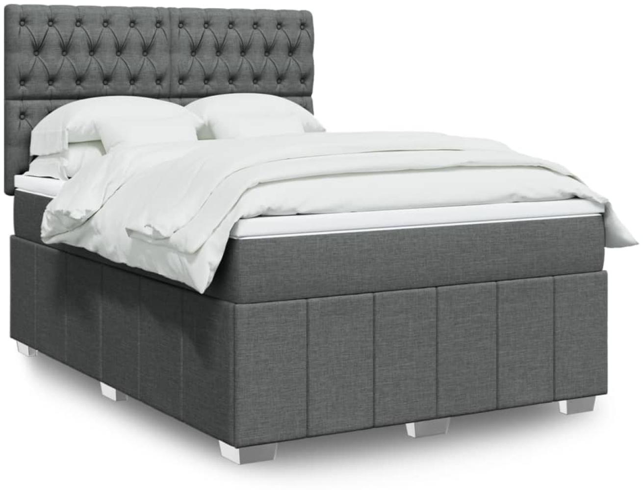 vidaXL Boxspringbett mit Matratze Dunkelgrau 140x190 cm Stoff 3291671 Bild 1