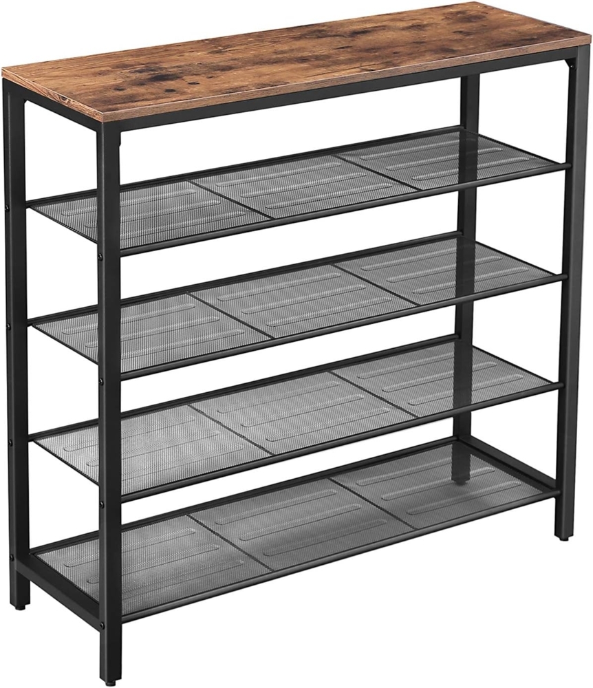 Vasagle Schuhregal mit 4 Gitterebenen, Metall Vintagebraun, 100 x 30 x 92,5 cm Bild 1
