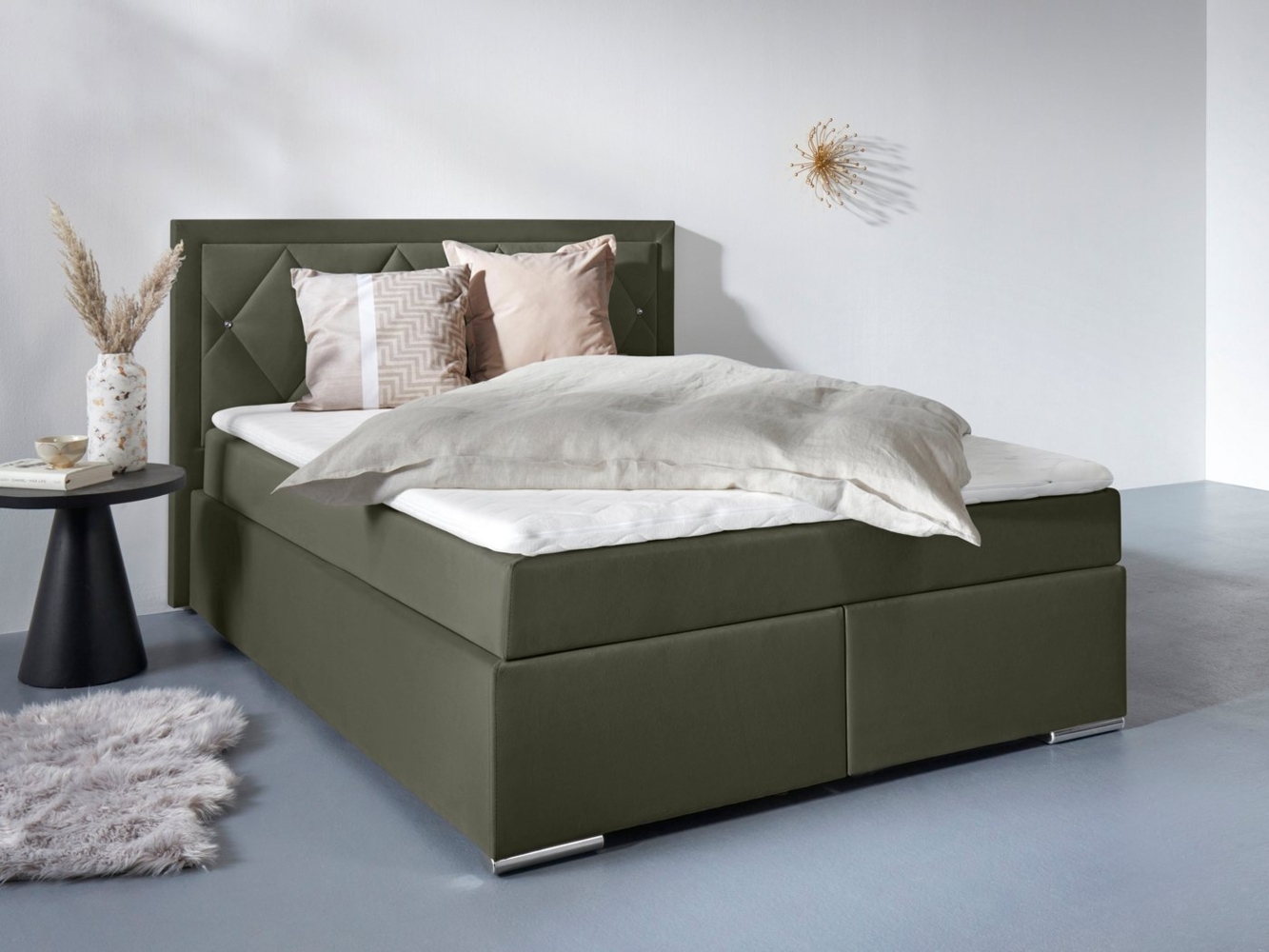 Leonique Boxbett Alfie, Bestseller, wahlweise mit Bettkasten, mit Straßsteinen im Kopfteil, H2, H3 und H4 wählbar Bild 1