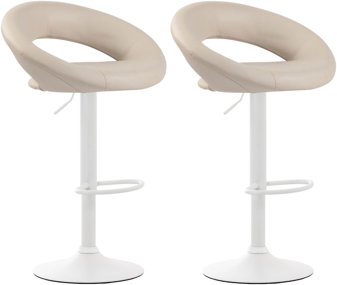 CLP 2er Set Barhocker Olinda Kunstleder höhenverstellbar und drehbar,creme weiß Bild 1