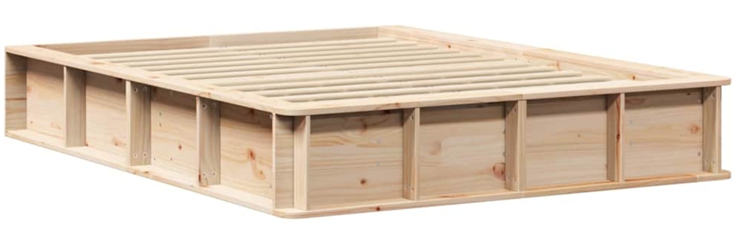 vidaXL Bettrahmen Braun 140 x 190 cm Massives Kiefernholz 3385721 Bild 1