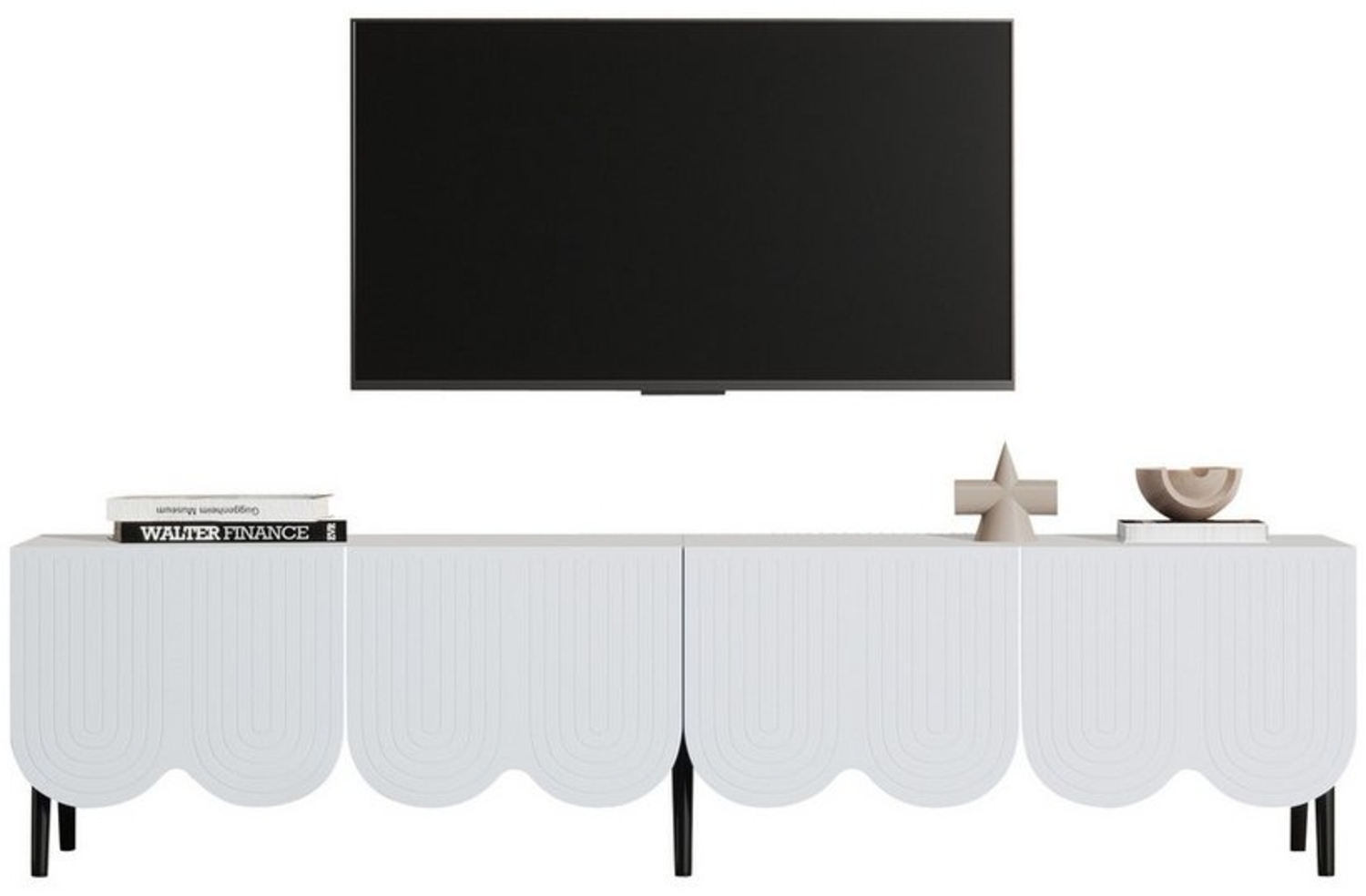OKWISH Lowboard mit Schwarzes Metallbein (TV-Board, Fernsehtisch, TV-Ständer, 1 St, 2 Türen und Kabelmanagement), mit einzigartigem Muster, für Fernseher bis 80 Zoll Bild 1