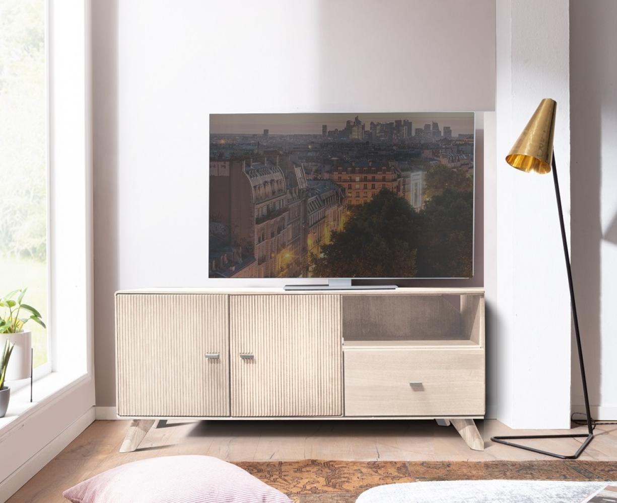 TV Element 141x57cm "Lugano" Kernbuche massiv Ivory geölt Bild 1