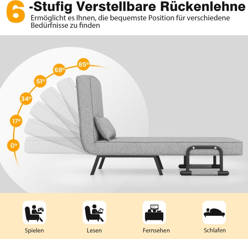 Cabrio-Schlafsofa Klappsessel Schlafcouch Sofabett 5-Positionen-Liegestuhl Hellgrau Bild 1
