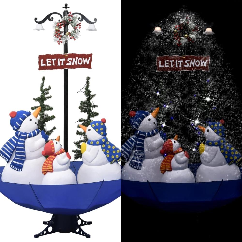 vidaXL Weihnachtsbaum mit Schnee und Schirm-Fuß Blau 170 cm PVC 289930 Bild 1