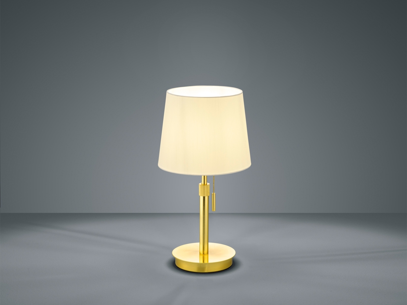 LED Tischleuchte Messing mit Stoffschirm Weiß, Höhe 45-56cm verstellbar Bild 1