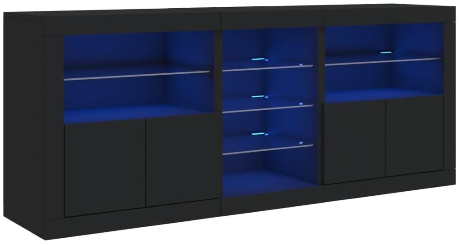 vidaXL Sideboard mit LED-Leuchten Schwarz 162x37x67 cm 3209031 Bild 1