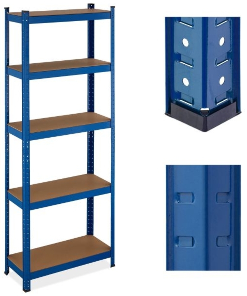 Blaues Schwerlastregal mit 5 Ebenen Bild 1