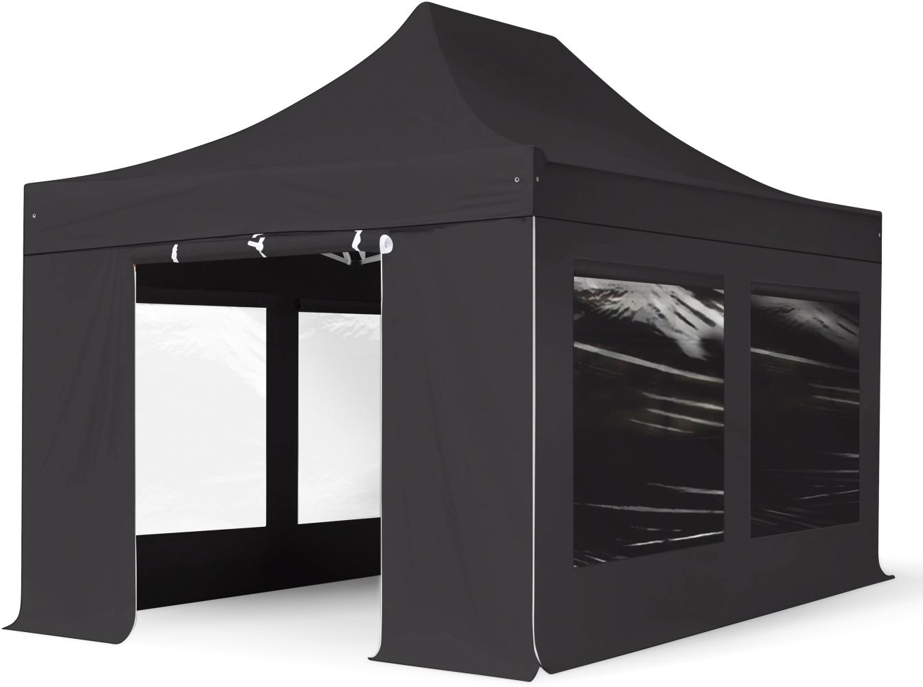 3x4,5 m Faltpavillon PROFESSIONAL Alu 40mm, Seitenteile mit Panoramafenstern, schwarz Bild 1