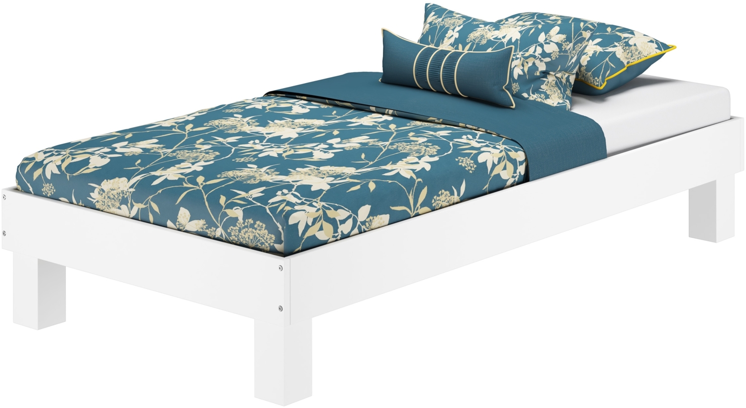 Waschweißes Doppelbett Einzelbett in Überlänge Buche wählbare Bettbreite V-60.87W-220 Bild 1