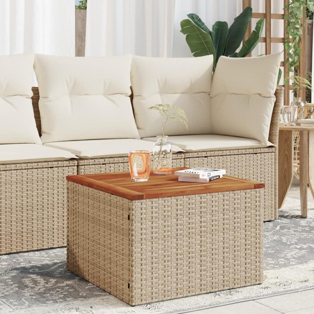 vidaXL Gartentisch Beige 55x55x37 cm Poly Rattan und Akazienholz 366064 Bild 1