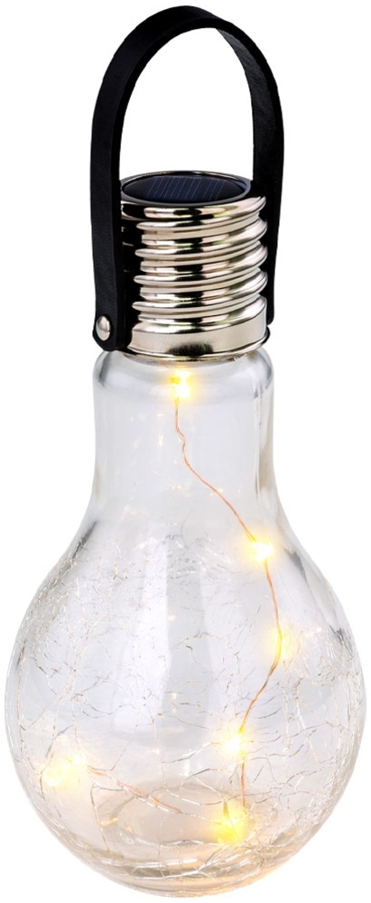 LED Außen Solarleuchte, Glühbirnen-Form, Crackle-Glas Bild 1