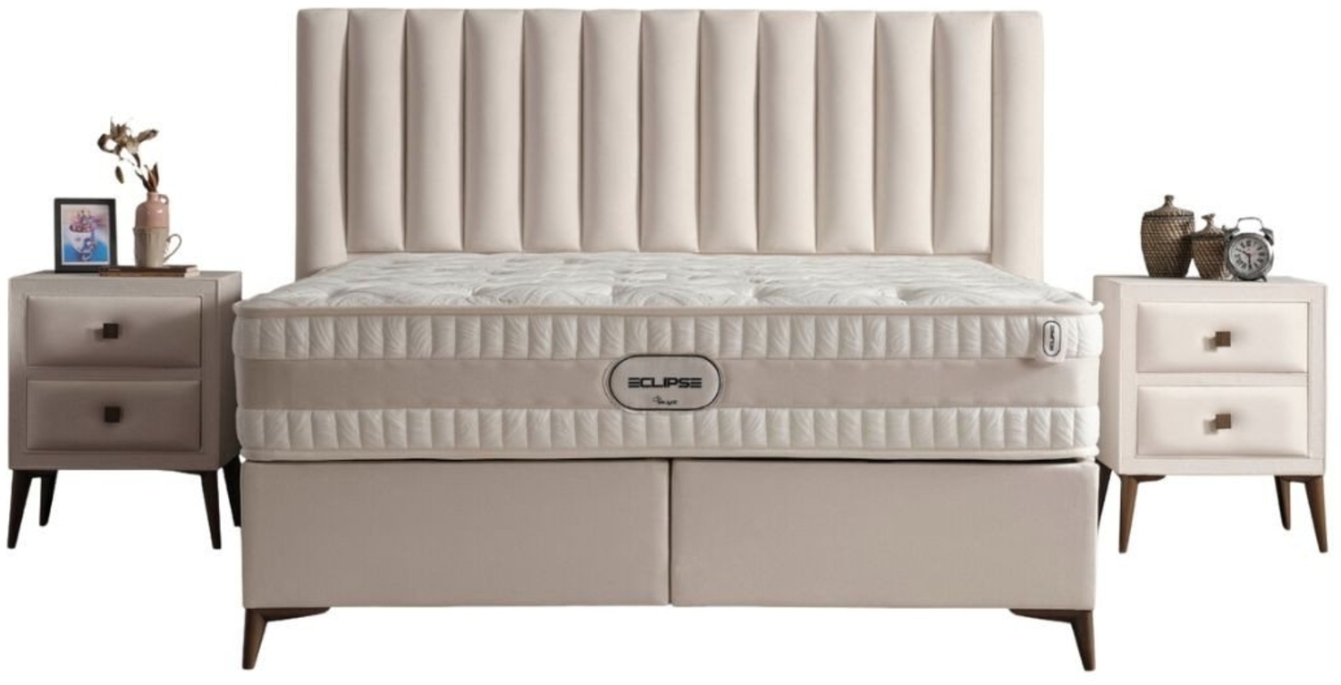 Villa Möbel Boxspringbett Eclipse (Bett Set, Bett Set aus Bettkasten, Kopfteil und Matratze), Bettkasten mit XXL Stauraum & Gasdruckfedern für einfache Handhabung Bild 1