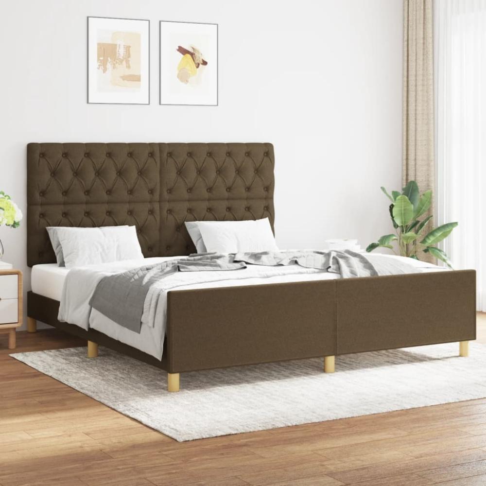 Doppelbett mit Kopfteil Stoff Dunkelbraun 160 x 200 cm [3125311] Bild 1