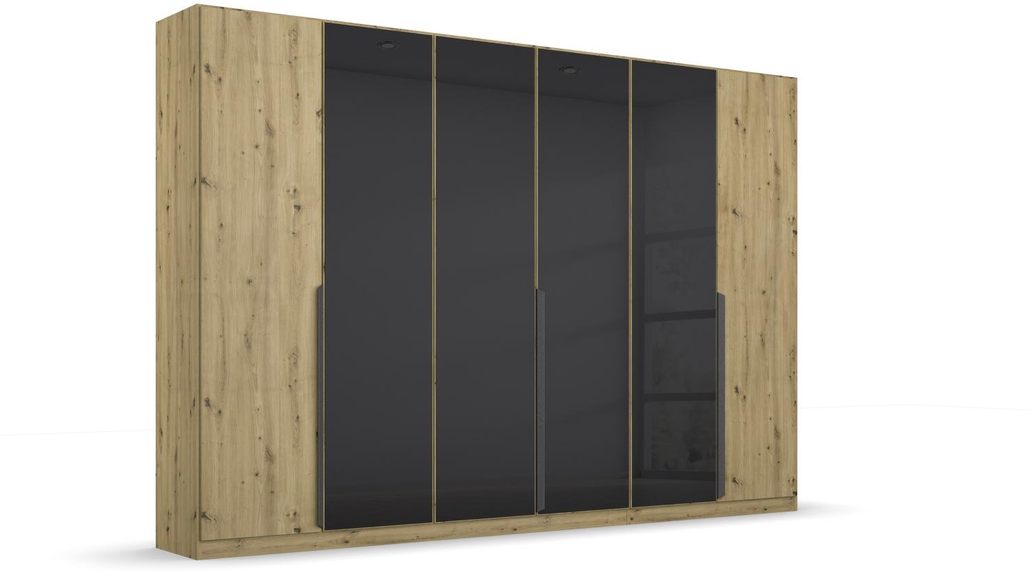 Drehtürenschrank >Artemis< in Eiche Artisan / Glas basalt - 271x210x54 (BxHxT) Bild 1