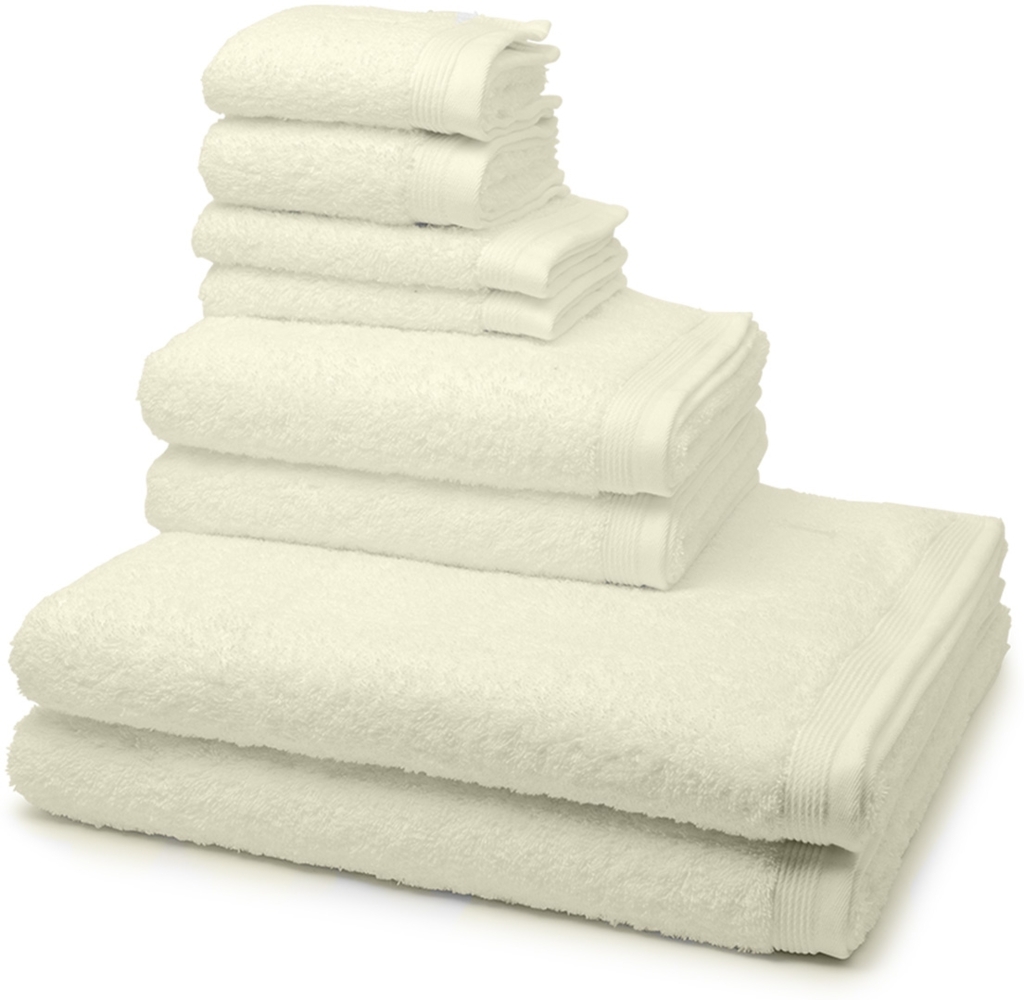 Möve Superwuschel 8 tlg. Frottier-Set - 2 X Handtuch (50 X 100cm), 2 X Duschtuch (80 X 150cm), 2 X Gästetuch (30 X 50cm), 2 X Seiftuch (30 X 30cm) - 520 g/m2 - Ivory Bild 1